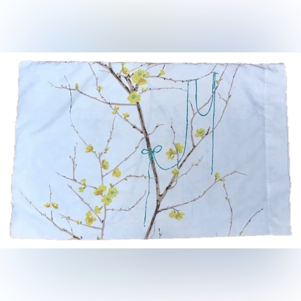 Vintage Yellow Flowers Branch Pillowcase Cutter Fabric Botanical Cottagecore